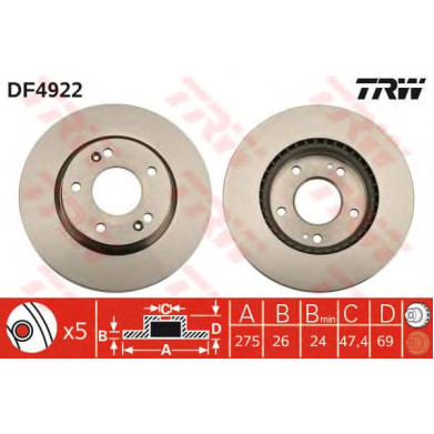 Kočioni disk TRW DF4922
