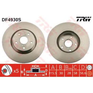Kočioni disk TRW DF4930S