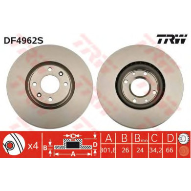 Kočioni disk TRW DF4962S