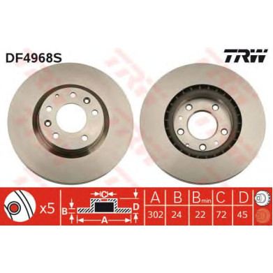 Kočioni disk TRW DF4968S