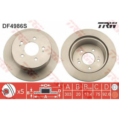 Kočioni disk TRW DF4986S