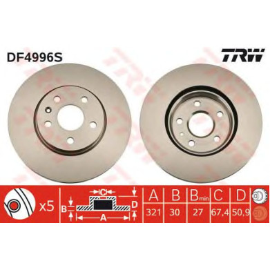 Kočioni disk TRW DF4996S