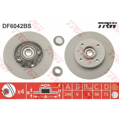 Kočioni disk s ležajem TRW DF6042BS