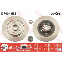 Kočioni disk s ležajem TRW DF6043BS