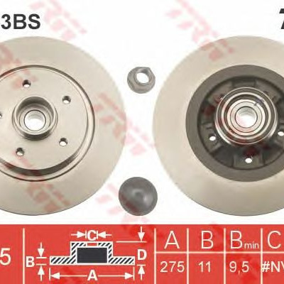 Kočioni disk s ležajem TRW DF6043BS