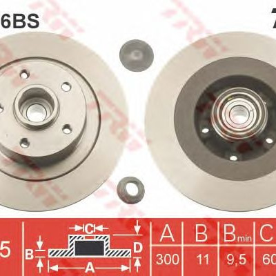 Kočioni disk s ležajem TRW DF6126BS