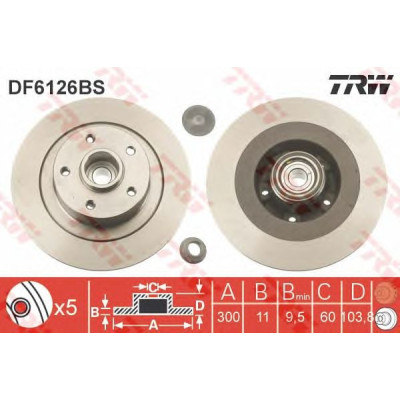 Kočioni disk s ležajem TRW DF6126BS