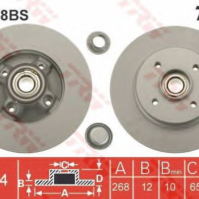 Kočioni disk s ležajem TRW DF6128BS