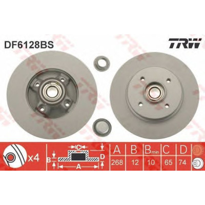 Kočioni disk s ležajem TRW DF6128BS