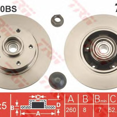 Kočioni disk s ležajem TRW DF6190BS