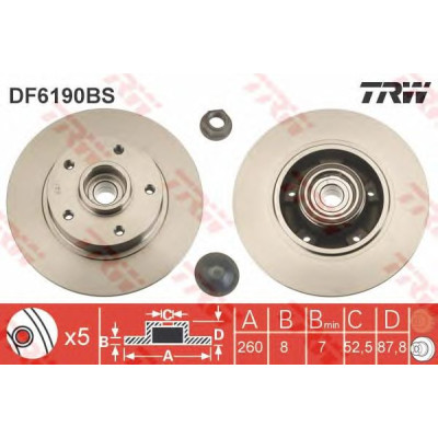 Kočioni disk s ležajem TRW DF6190BS