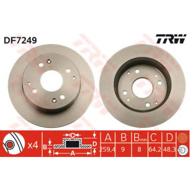 Kočioni disk TRW DF7249